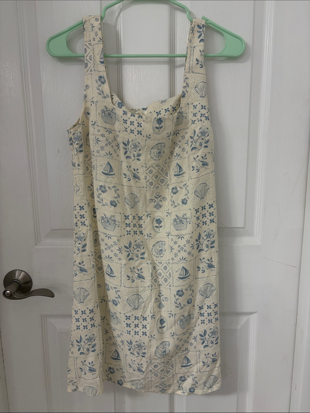 Rylee + Cru Cream Sundress with Blue Nautical Floral Print